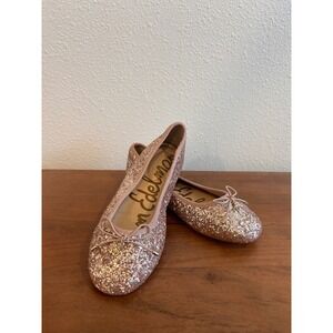 Sam Edelman Felicia Mini Rose Gold Glitter Ballet Flats Girls Size 3M
